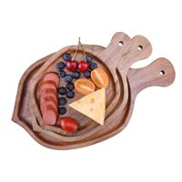 Plateau à thé universel en bois d'acacia durable, forme irrégulière classique et simple, pour gâteaux et pains, écologique, personnalisable pour les fêtes