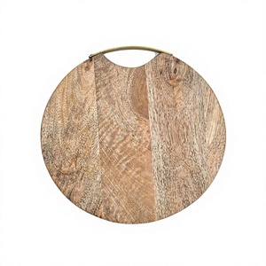 Planche à découper rectangulaire en bois d'acacia brun de qualité supérieure, grande taille, personnalisée, avec poignée en bois, écologique, passe au lave-vaisselle - Product Image 1
