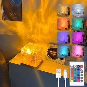 Vente en gros de lampes de nuit nordiques modernes carrées avec motif d'ondulation dynamique de vagues océaniques multicolores pour la décoration de chambre à coucher - Product Image 1