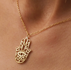 Collar <span class=keywords><strong>de</strong></span> mano <span class=keywords><strong>de</strong></span> Dios <span class=keywords><strong>de</strong></span> oro <span class=keywords><strong>de</strong></span> 18 quilates, colgante <span class=keywords><strong>de</strong></span> protección Hamsa personalizado, collar con amuleto <span class=keywords><strong>de</strong></span> Hamsa, collar religioso, regalo <span class=keywords><strong>de</strong></span> Navidad - Product Image 5