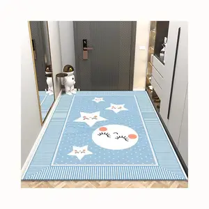 Blue smiling face cute home decoration doormat for entering the house machine washable faux cashmere easy to maintain doormat