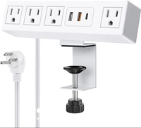 Multiprise à fixation sur bureau avec chargeur USB, 4 prises, protection contre les surtensions 1200J, montage sur bord de bureau, prises 65W-100W pour bureaux