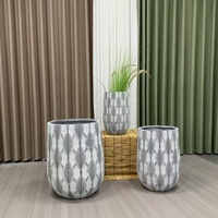 Jardinières minimalistes en fibre de verre, 3 tailles, motif feuille en relief, pots de sol et vases d'intérieur/extérieur pour la maison et le jardin