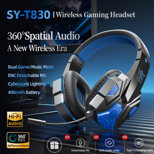 Soyto T830 Không Dây Bt5.3 Chơi Game Tai Nghe Với Mic Hơn Tai Tai Tai Nghe LED Ánh Sáng Cho PC Điện Thoại Máy Tính Xách Tay Máy Tính Trò Chơi Âm Nhạc Phim - Product Image 2