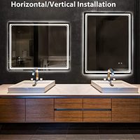 Miroir de salle de bain mural intelligent à LED rétroéclairé rectangulaire horizontal avec interrupteur tactile