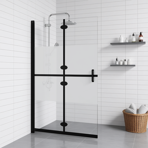 Mampara de Ducha Plegable Moderna de Vidrio ESG de 27.6x74.8 con Marco, Diseño Minimalista, Separador de Baño - Product Image 2