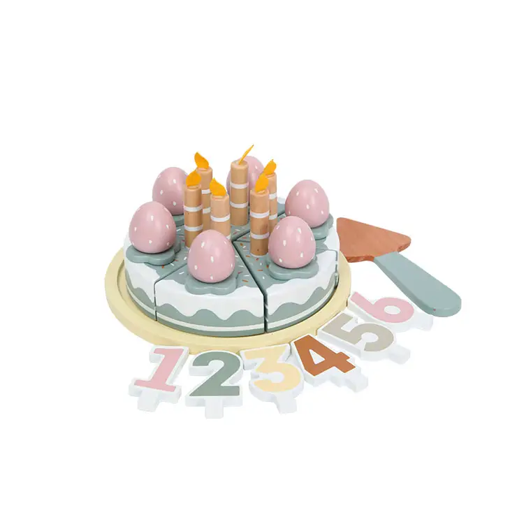 Grappige Simulatie Keuken Doen Alsof Kinderen Houten Verjaardag Snijden Hout Cake Speelgoed Set