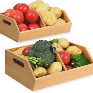 กล่องเก็บผักผลไม้ไม้ไผ่พร้อมช่องแบ่งสำหรับจัดระเบียบบนโต๊ะในครัว - Product Image 4