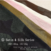 Tissu satiné en acétate mat froissé élégant, imprimé veine de feuille vintage, textile doux pour abaya musulmane, vêtements et décoration intérieure