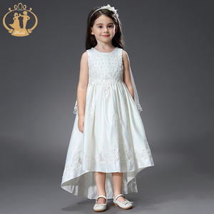 Nimble White Satin Elegant Flower Girls Vestidos Dama <span class=keywords><strong>DE</strong></span> HONOR Kids Party Trailing Ropa Adolescente Princesa <span class=keywords><strong>Vestido</strong></span> <span class=keywords><strong>de</strong></span> primera comunión - Product Image 1