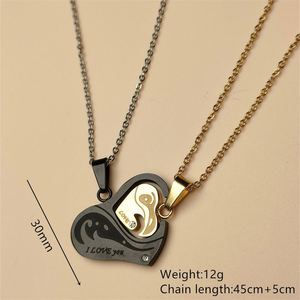 Fashion Stainless Steel Puzzle Couple Necklace Valentine's Day Gift <b>Titanium</b> Steel Pendants Necklace for Couple Men Women - Product Image 5