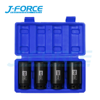 Jeu de douilles à impact profond en acier au chrome vanadium, 1/2 pouce, 4 pièces, 30mm-36mm, kit d'outils de réparation automobile