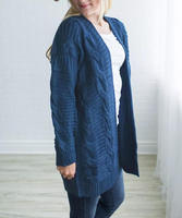 Maßgefertigter Strick-Winter-Cardigan mit Langen Ärmeln, Locker Geschnitten, Lange Länge, Streetwear Damen-Strickjacke