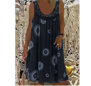 Europe et États-Unis Chemise à poches sans manches T-shirt Robe imprimée Robes décontractées sans manches - Product Image 2