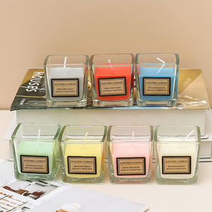 Glass Square Luxury Scented <strong>Candle</strong> Jar Essential Oil <strong>Aroma</strong> Aromatherapy <strong>Candles</strong> Scented <strong>Candles</strong> - Product Image 3