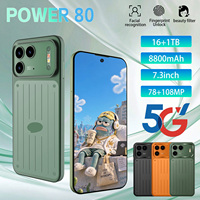 Ponsel Pintar Android 5G Grosir Power 80 Family Sharing Pasar Global 16GB 1TB Layar 7.3 Inci Baterai 8800mAh Pengenal Wajah Tahan Lama