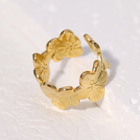 Ensemble de bagues ajustables en acier inoxydable PVD plaqué or 18 carats pour femmes