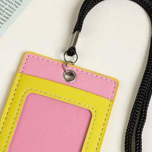 Pu Vertical Style Leather Card Positive Id <b>Badge</b> <b>Holder</b> With <b>Lanyard</b> - Product Image 3