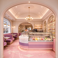 Comptoir de présentation personnalisé en contreplaqué pour kiosque à crème glacée, éclairé par LED, mobilier pour salon de thé, café, magasin de détail et centre commercial