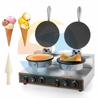 Machine à Gaufrettes Coniques Électrique Commerciale à 2 Plaques, Offre Spéciale, pour la Fabrication de Cornets de Glace