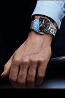 Montre à quartz pour homme POEDAGAR827, bracelet en acier inoxydable, étanche 5ATM, double calendrier, verre bleu, montre-bracelet décontractée pour homme