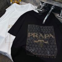 T-shirt Homme Haut de Gamme en Coton Mercerisé Infroissable Coupe Slim Style Européen Vintage avec Lettres Thermocollées et Strass