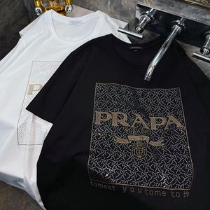 T-shirt da uomo slim-fit in cotone mercerizzato senza stiratura, stile europeo vintage, con lettere termoadesive e strass, di alta gamma, per l'estate - Product Image 5