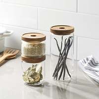 Bocaux de rangement en verre borosilicate étanches à plusieurs spécifications avec couvercle en acacia pour thé, sucre, biscuits, café