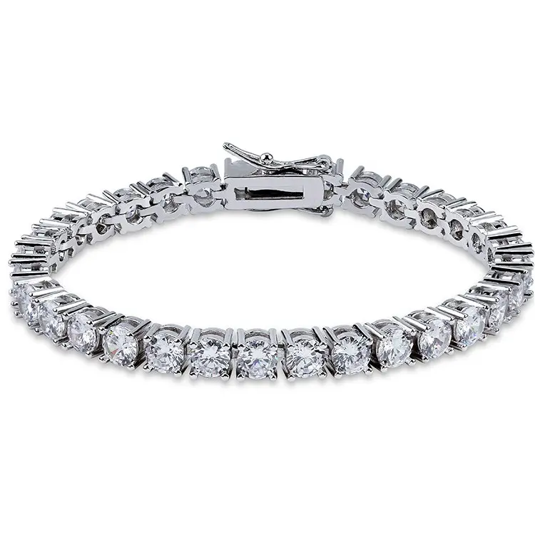 Joias de zircônia fina, 2mm 3mm 4mm 5mm diamante prata esterlina 925 zircônia cúbica tênis corrente bracelete charme