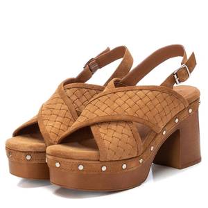 Sandales à talons Carmela pour femmes, couleur taupe, plateforme, à brides croisées, style slingback - Product Image 4