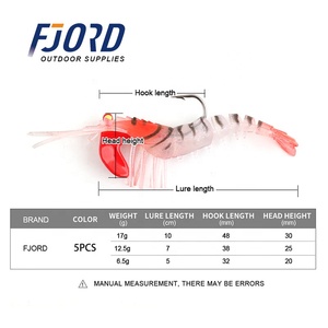 FJORD-anzuelo de pesca con cabeza de plomo, cebo de pesca con ojos luminosos de 3-11g, 5 secciones, señuelo de pesca de camarón de plástico suave japonés, gran oferta - Product Image 2