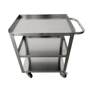 Jincheng Hochwertige Lebensmittel und Getränke Massiver Edelstahl 3 Ebenen Kommerzielle kunden spezifische Küchen wagen Utility Cart - Product Image 1