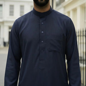 موضة جديدة الأصيل بأحجام مختلفة ياقة طويلة الأكمام ياقة مطوية ثوب رجالي إسلامي للصلاة على طراز رمضان سعيد دبي قطر - Product Image 2