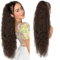 Vente en Gros Queue de Cheval à Pince Cheveux Synthétiques Ondulés Style Tressé Volumineux de 30 Pouces, Port Quotidien, Type Pré-Collé pour Femme