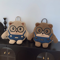 Sac à dos en peluche mignon de qualité supérieure pour femmes, sac de voyage en peluche moelleux de grande capacité, sac d'école de dessin animé Kawaii