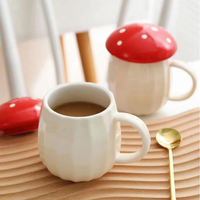 Mug en céramique mignon et kawaii de 280 ml avec couvercle en céramique, résistant à la chaleur, pour thé, café, smoothies