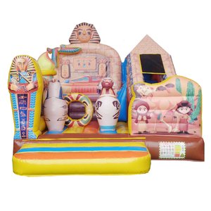 Jeux de cour pour adultes : Combo gonflable Égypte antique, incluant volleyball gonflable, taureau mécanique, rodéo mécanique et course à l'élastique - Product Image 1