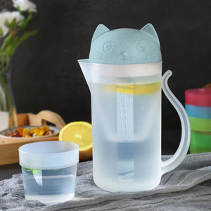 Anya biểu tượng tùy chỉnh nhựa nước <span class=keywords><strong>l</strong></span>ạnh Ấm đun nước và ly đặt Stackable phim hoạt hình thiết kế nhà bếp nước mát xô nước trái cây Jug với 4 ly - Product Image 2