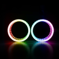Vente flash : caches de projecteurs de voiture Angel Eyes RGB de 3 pouces, caches de projecteurs de voiture pour feux de jour, couleur blanche, jaune, accessoires de voiture