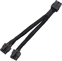 Câble de alimentation Holly 23030808 16 AWG 8 broches PCI Express pour carte graphique GPU VGA, répartiteur double GPU mâle/femelle, gainé PVC cuivre