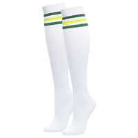Vente en gros de chaussettes de sport dépouillées avec logo personnalisé Chaussettes de golf hautes sur le genou pour femmes et filles Chaussettes de compression 20-30mmhg