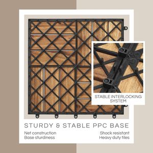Azulejos de cubierta entrelazados WPC Premium Diseño moderno Impermeable Todo tipo de clima Uso en interiores/exteriores Juntas de teca dorada 3D - Product Image 4