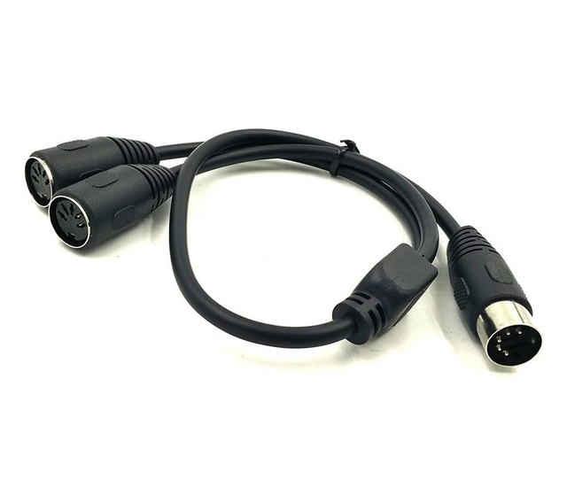 MIDI DIN 5-Pin Splitter Y Adapter Cable MIDI 5 Pin Male to Dual 2 X DIN-5 Female Extension Audio Cable