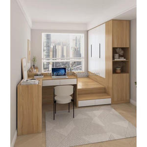 Factory Direct Custom <b>Cheap</b> Studio Apartment Bedroom Furniture All-in-One Wood Bed with Desk Storage & <b>Wardrobe</b> for Small Rooms - Product Image 5