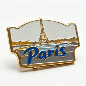 Pin Esmaltado de Recuerdo de la Ciudad de París, Torre Eiffel, Río Sena, Insignia Metálica Chapada en Oro, Forma Irregular, Regalo de Viaje - Product Image 2