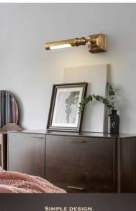 Lámpara de Pared con Marco de Fotos de Estilo Retro, Iluminación Lineal <span class=keywords><strong>para</strong></span> Colocar sobre Cuadros en Galerías, Foco de Cobre <span class=keywords><strong>para</strong></span> Obras de Arte y Pinturas - Product Image 3