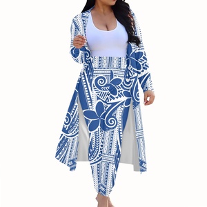 加大码坐标Terno Conjuntos De Mujer开衫和长裤2件套Dropshipping服装女性沙滩和服 - Product Image 3