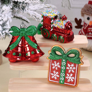Nouveau Pendentif Décoratif de Noël en Plastique, <span class=keywords><strong>Petit</strong></span> <span class=keywords><strong>Train</strong></span> Rouge avec Clochettes, Boîte Cadeau, Ornement d'Arbre, Accessoire Photo et Décoration Festive - Product Image 2