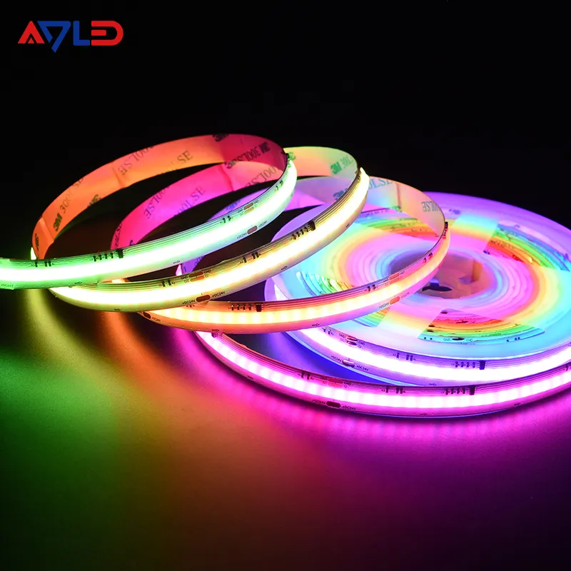 Smart Programmable RGBIC COB Led Rope Light 630 puces 12mm DC24V Commercial Dream Full Color Addressable RGB COB Led St