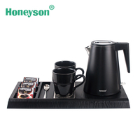 Pour Honeyson 1.2L ensemble de plateau de bouilloire électrique sans fil couverts en acier inoxydable rustiques produit de qualité Offre Spéciale pour les hôtels